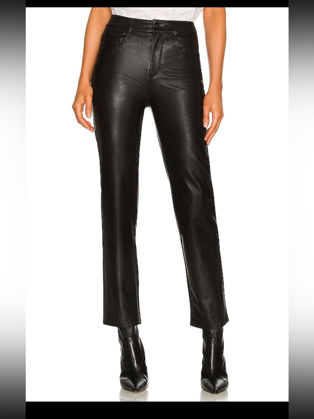 PAIGE Stella Faux Leather Straight Pants Black Women’s Size 28 High Rise